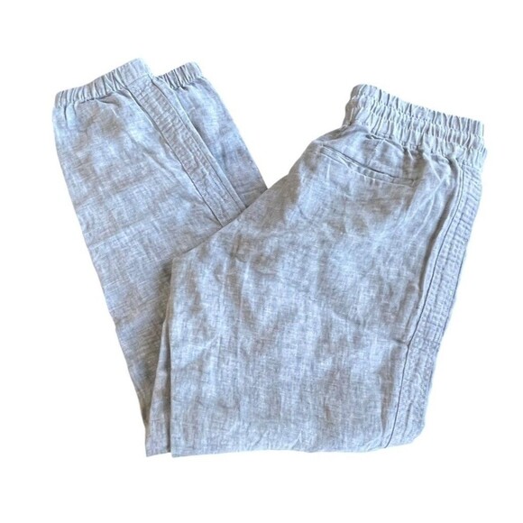 ATHLETA‎ Women's Size 8 Chambray  Cabo 100% Linen Jogger Pants Drawstring Waist - Picture 1 of 10